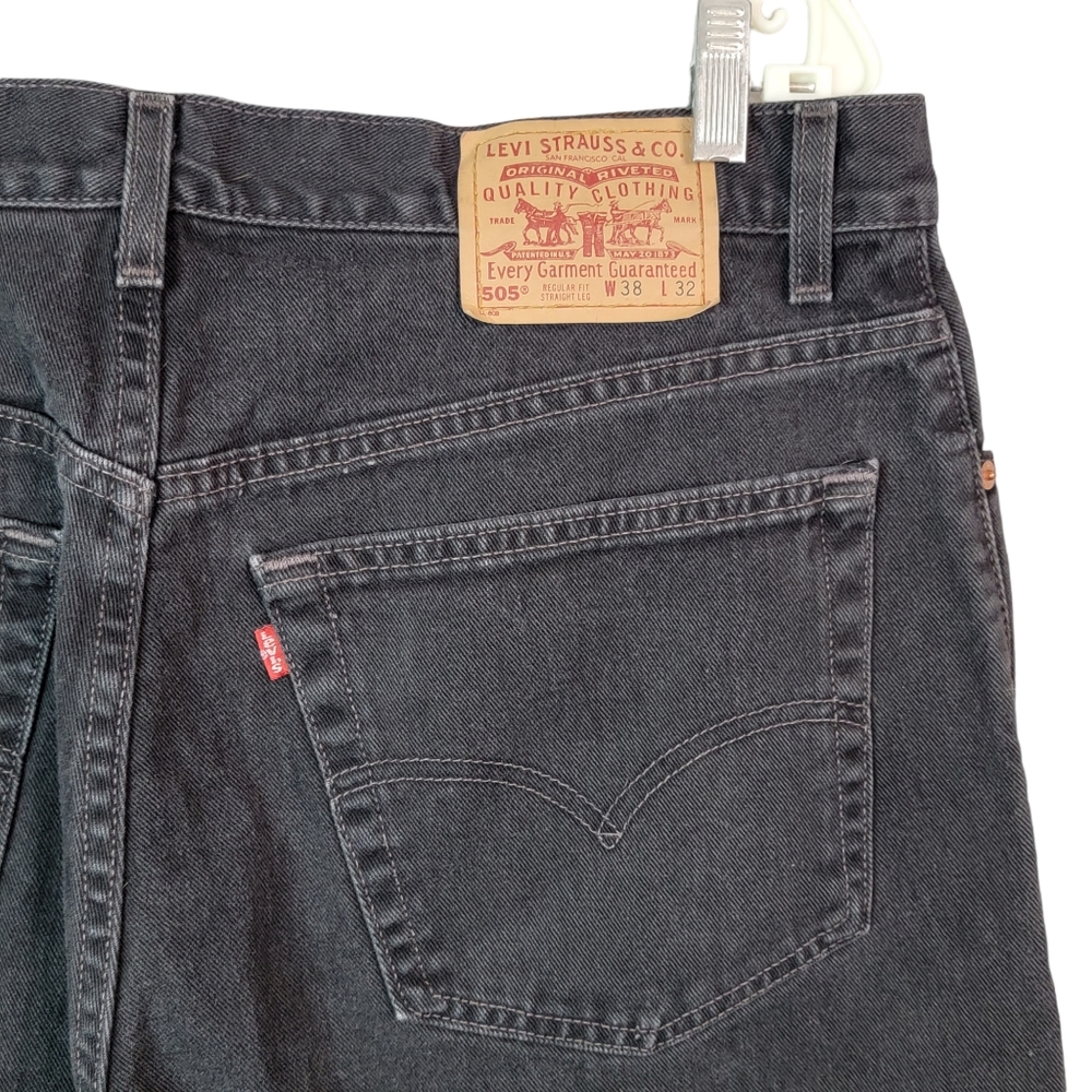 Levi's 505 Vintage Y2K Made in USA Denim Dark Wash Black Jeans Men's 38x32 - Picture 7 of 14